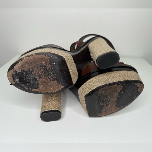 YSL Yves Saint Laurent Leather Cruise Platform Sandals Sz 39 - Picture 6 of 7